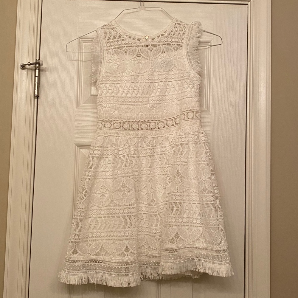 Hannah Banana Fringe Trim Lace Dress size 8
